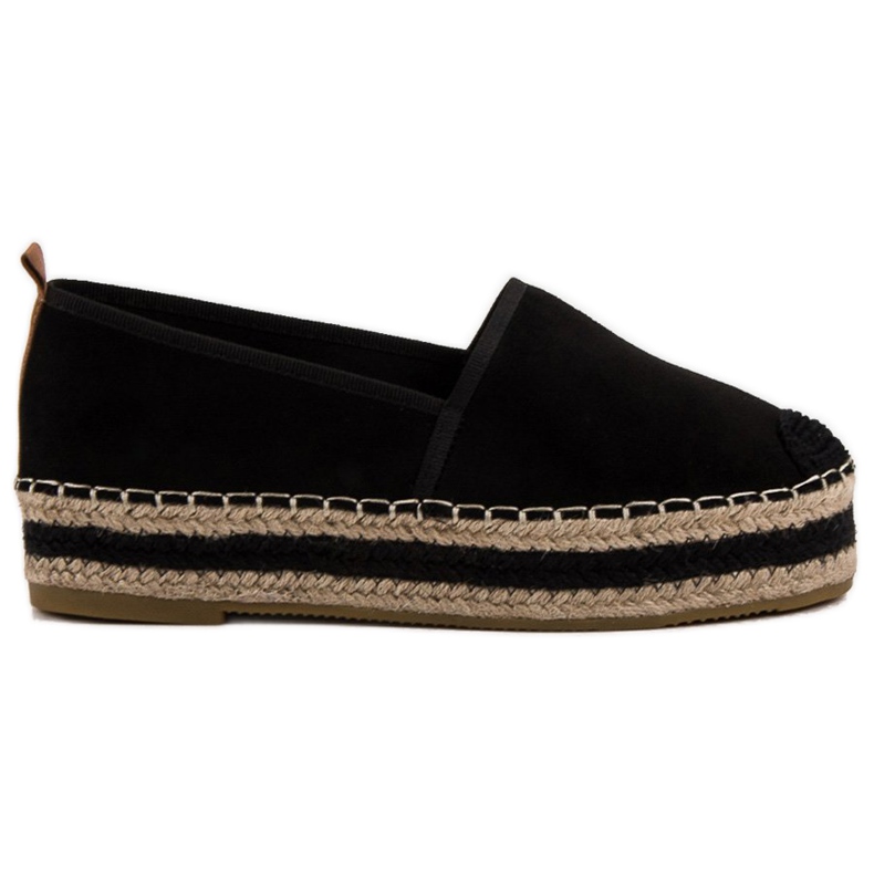 Coura Semišové espadrilky na platformě černá