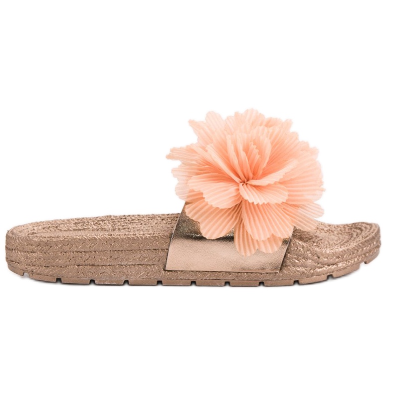 Seastar Oranžové pantofle s květinami oranžový žlutá