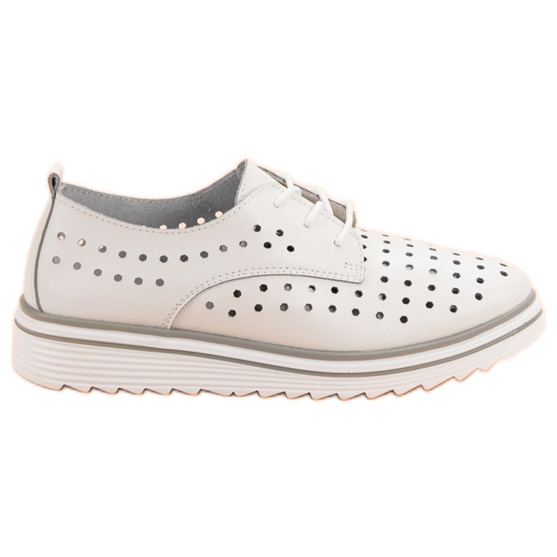 Kylie Kožené prolamované boty bílý