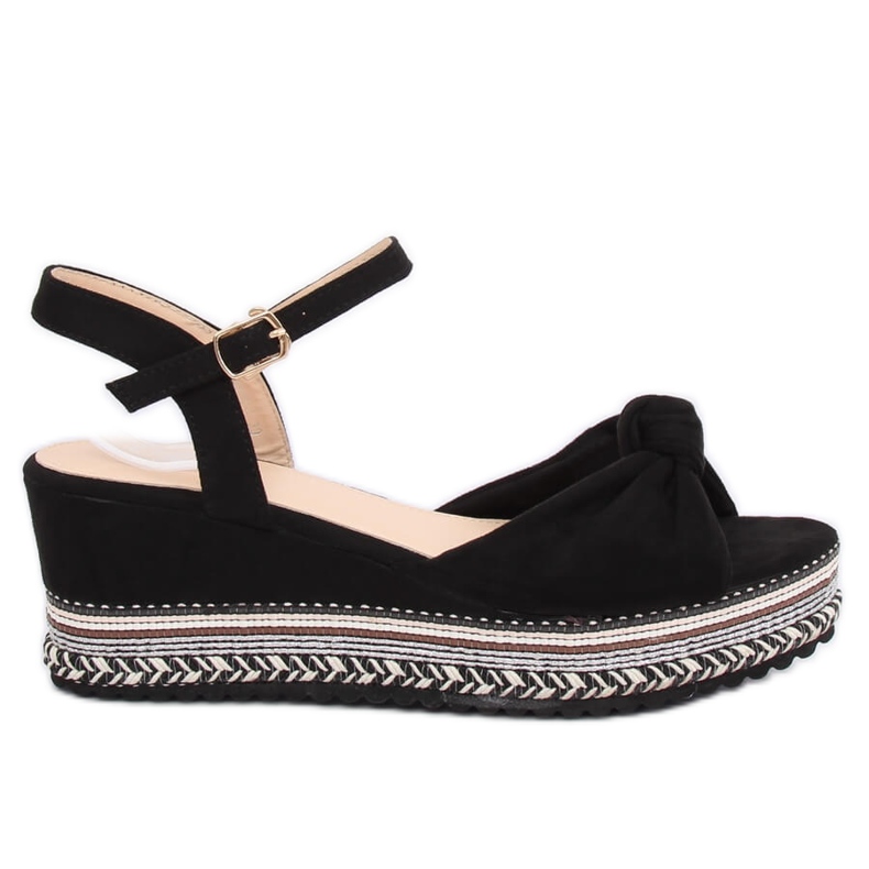 Černé sandály na klínovém podpatku B126 Black černá Černé sandály na klínovém podpatku B126 Black černá