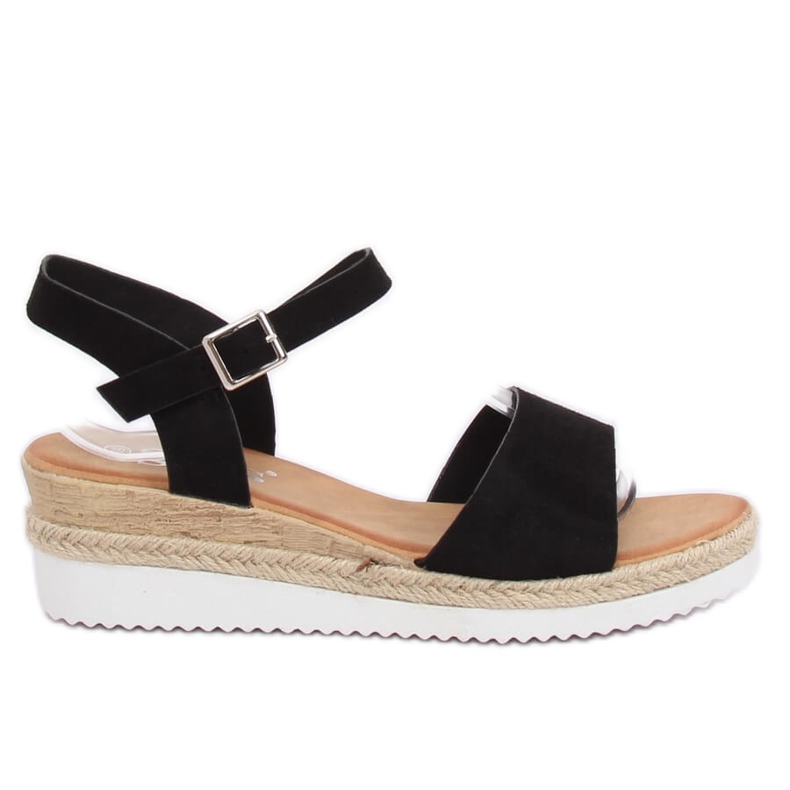 Černé sandály na nízkém klínovém podpatku 7868-KL Black černá