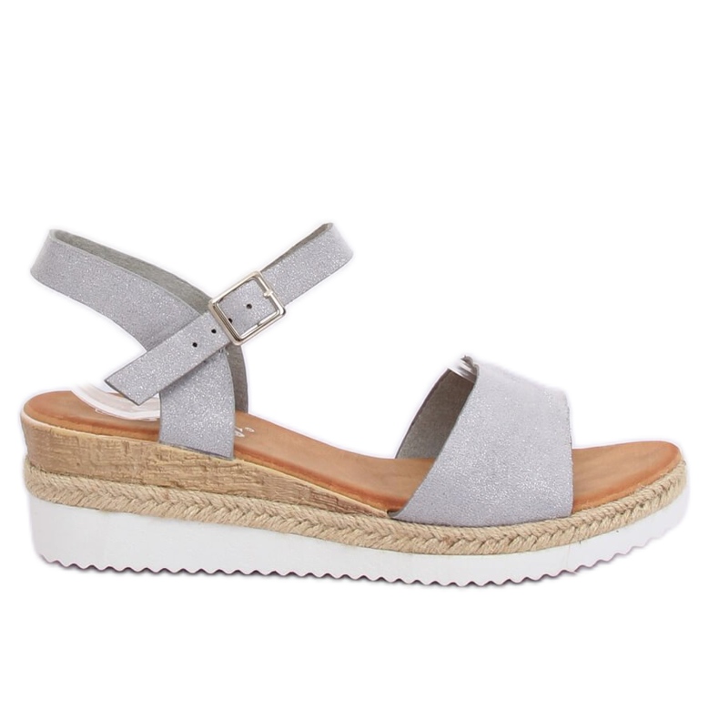 Šedé sandály na nízkém klínovém podpatku 7868-KL Šedá