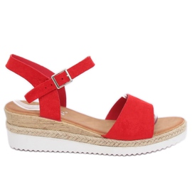 Červené sandály na nízkém klínovém podpatku 7868-KL Red