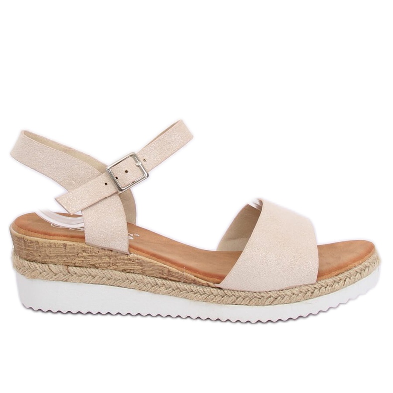 Béžové sandály na nízkém klínovém podpatku 7868-KL Beige béžový