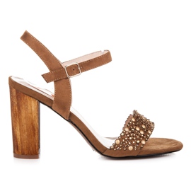 Beauty Girl'S Prolamované sandály na vysokých podpatcích hnědý