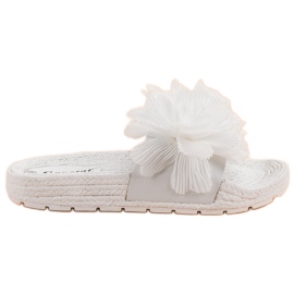 Seastar Bílé pantofle s květinami bílý