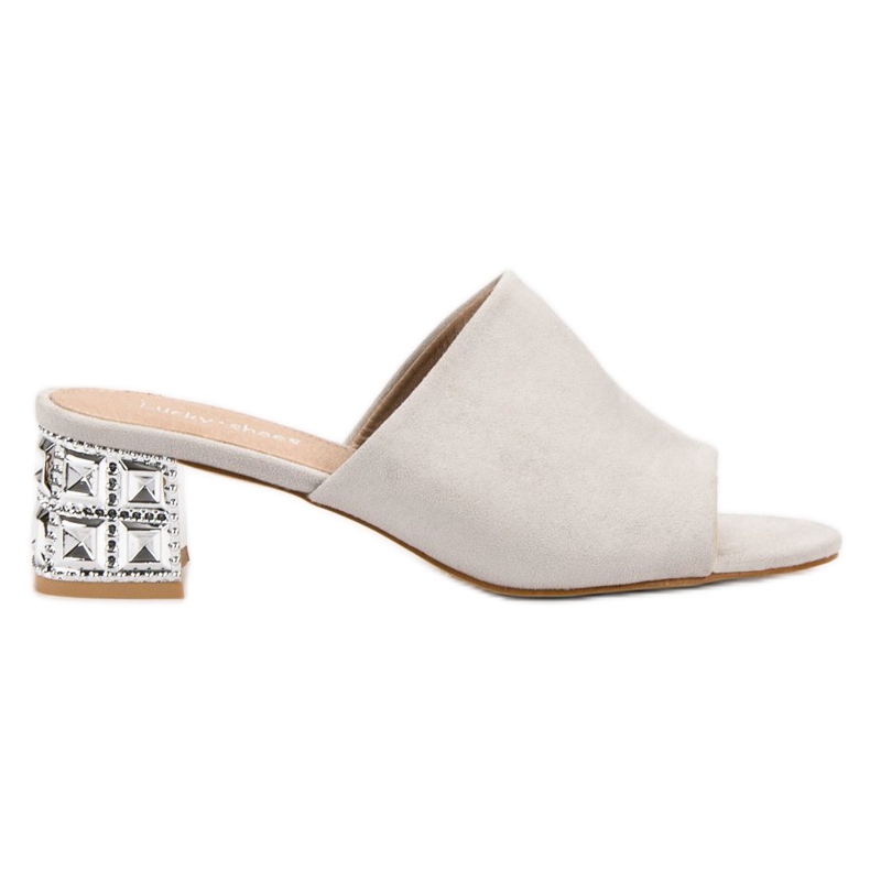 Lucky Shoes Semišové sandály na vysokém podpatku šedá