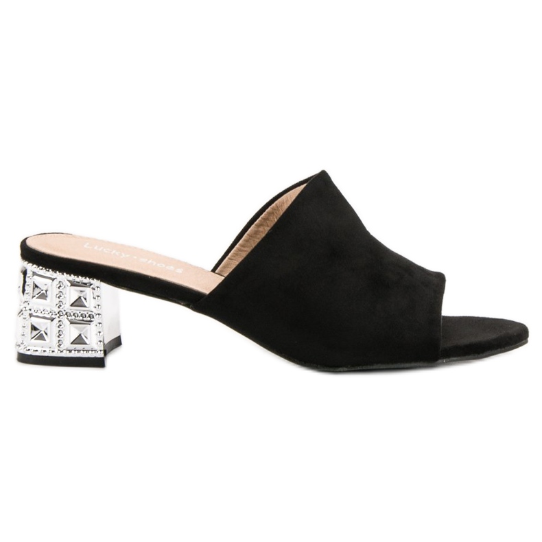 Lucky Shoes Semišové sandály na vysokém podpatku černá