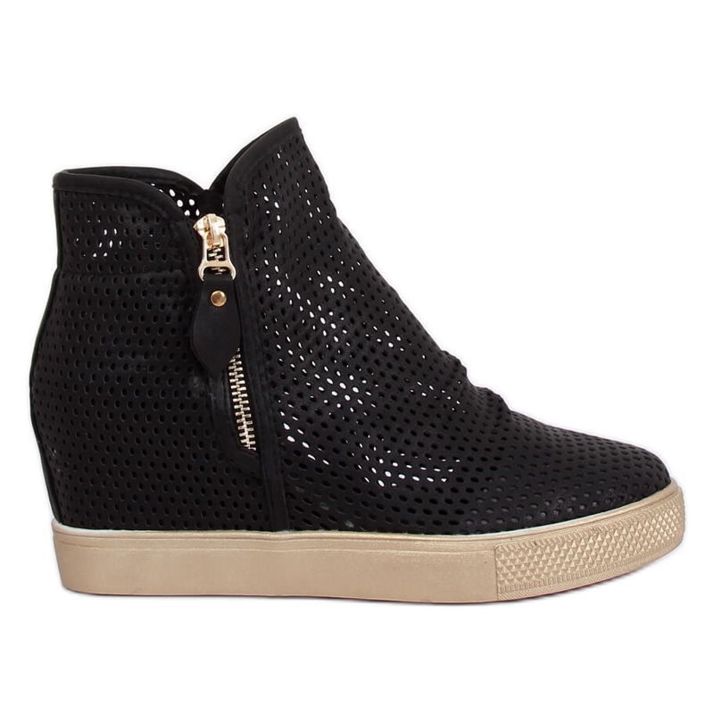Černé prolamované tenisky KL-261 Black černá Černé prolamované tenisky KL-261 Black černá