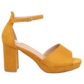 Žluté sandály na vysokém podpatku 6952-GL Yellow žlutá Žluté sandály na vysokém podpatku 6952-GL Yellow žlutá