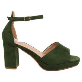 Zelené sandály na vysokém podpatku 6952-GL Green zelený