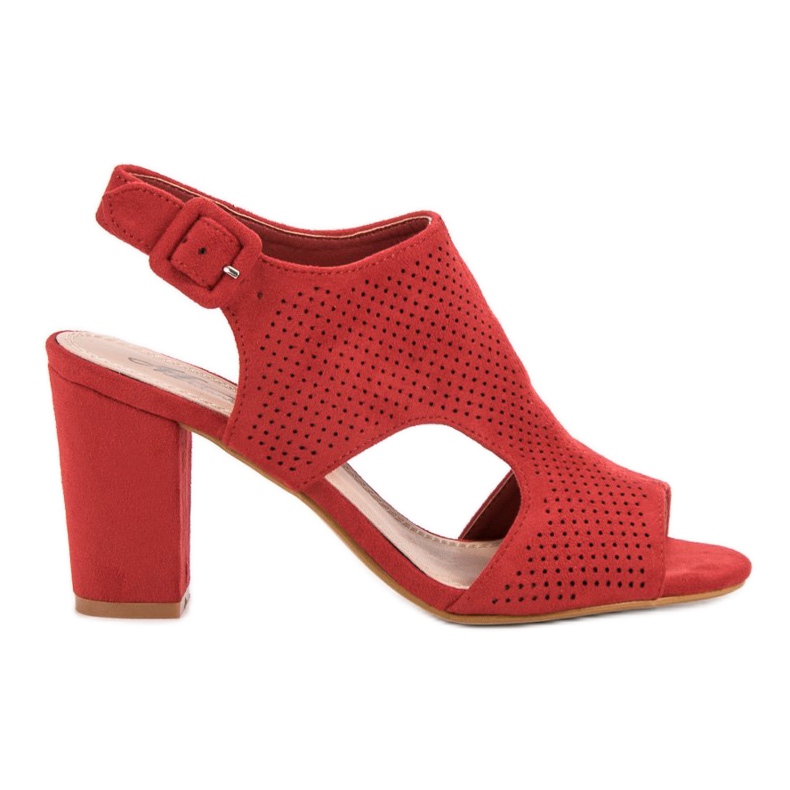 Prolamované sandály na sloupku červené
