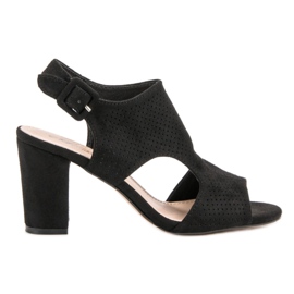 Prolamované sandály na sloupku černá