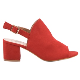 Semišové uzavřené sandály červený