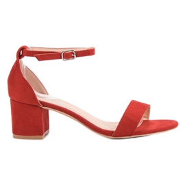 Renda Klasické sandály na vysokém podpatku červené