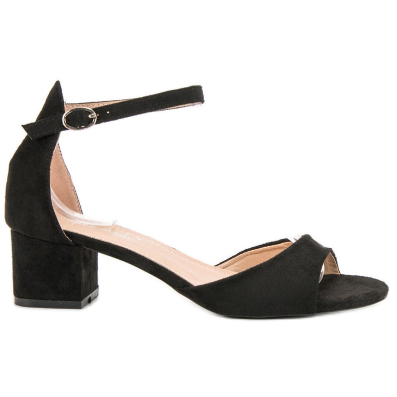 Super Mode Černé sandály na vysokém podpatku černá