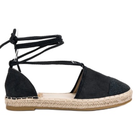 Seastar Svázané espadrilky s krystaly černý