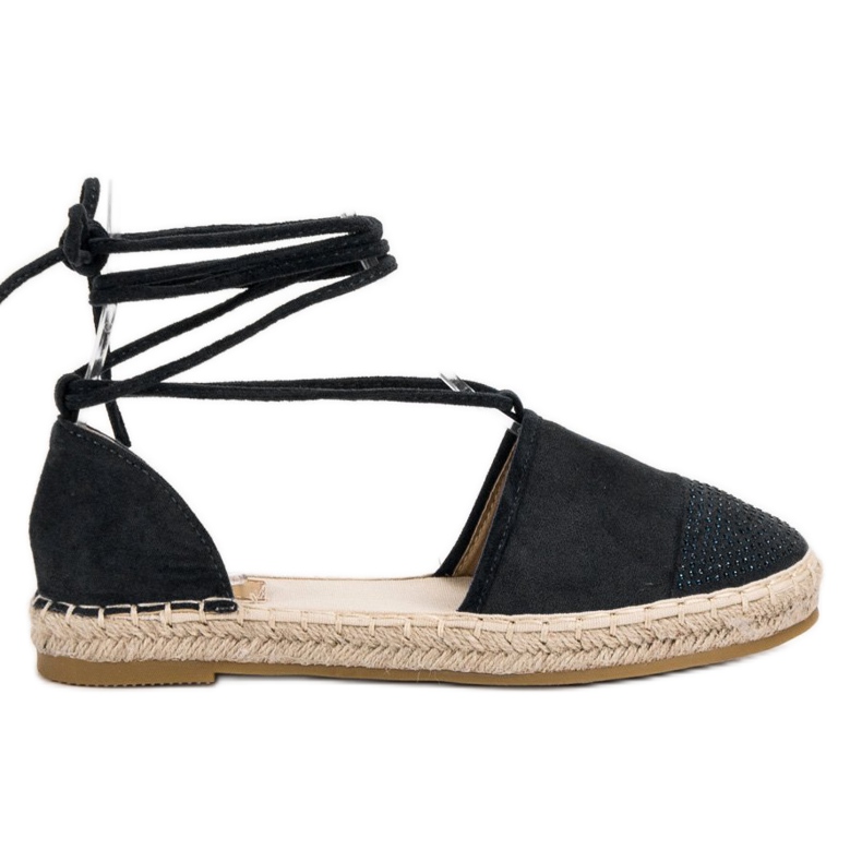 Seastar Svázané espadrilky s krystaly černá