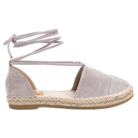 Seastar Svázané espadrilky s krystaly šedá
