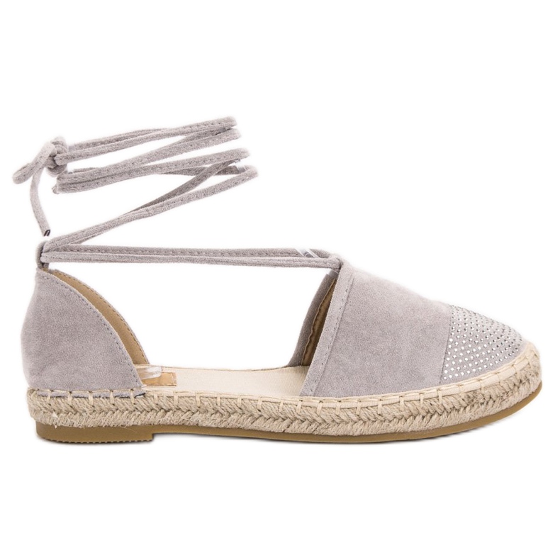 Seastar Svázané espadrilky s krystaly šedá