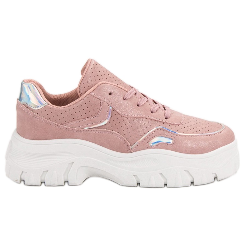 Růžové tenisky s efektem holo růžový