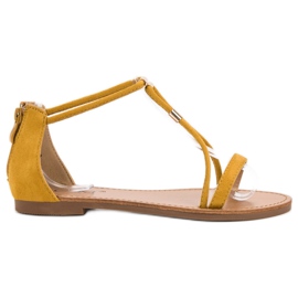 Cm Paris Ploché semišové sandály žlutá