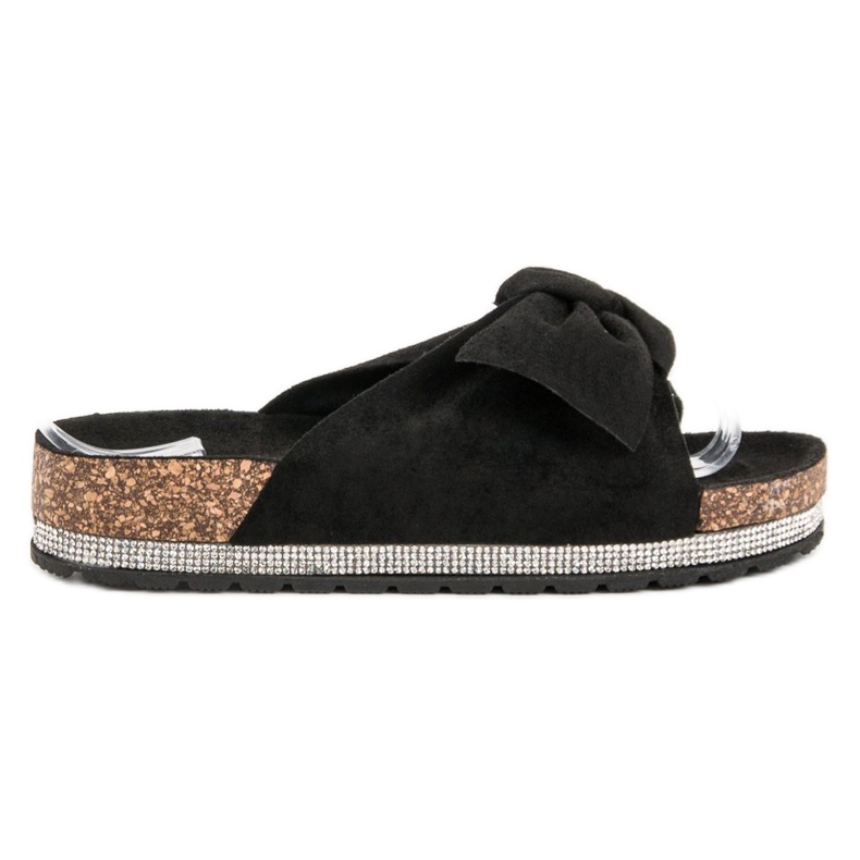 Anesia Paris Semišové pantofle s krystaly černá