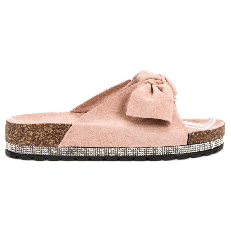 Anesia Paris Semišové pantofle s krystaly růžový