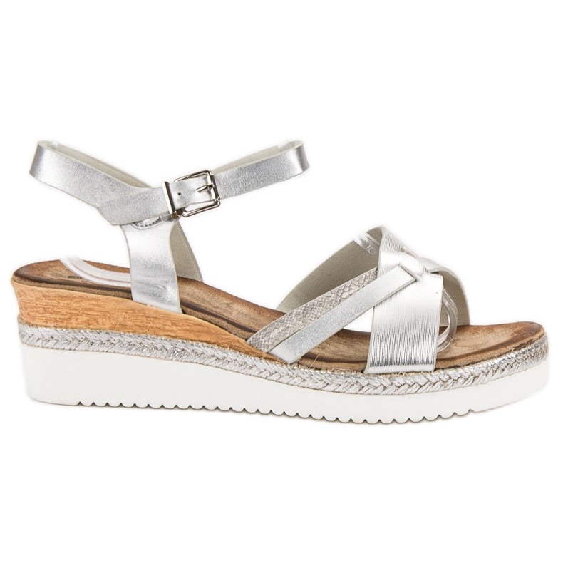 Evento Stříbrné sandály na klínku šedá