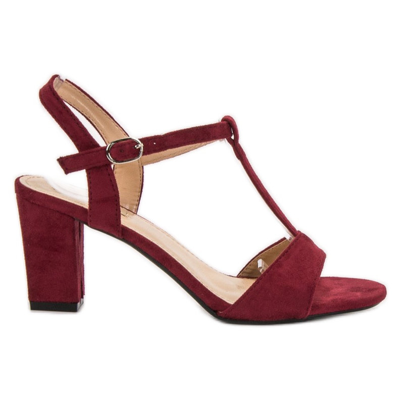 Jumex Burgundské semišové sandály červené