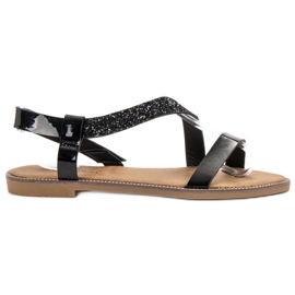 Sweet Shoes Nazouvací lakované sandály černá Sweet Shoes Nazouvací lakované sandály černá