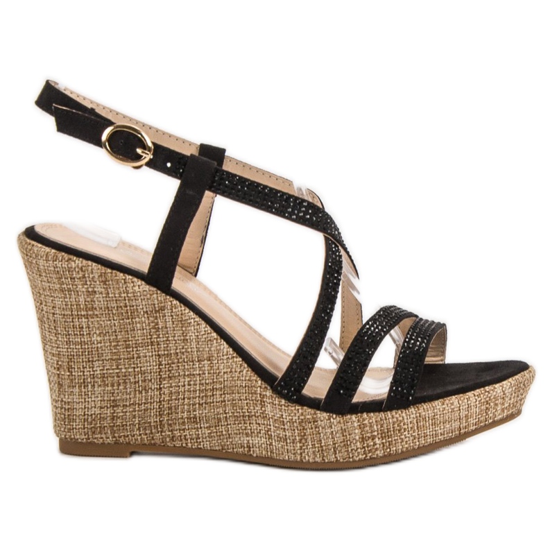 Queentina Sandály na klínku černá