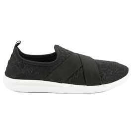 Ideal Shoes Nazouvací sportovní obuv černá Ideal Shoes Nazouvací sportovní obuv černá