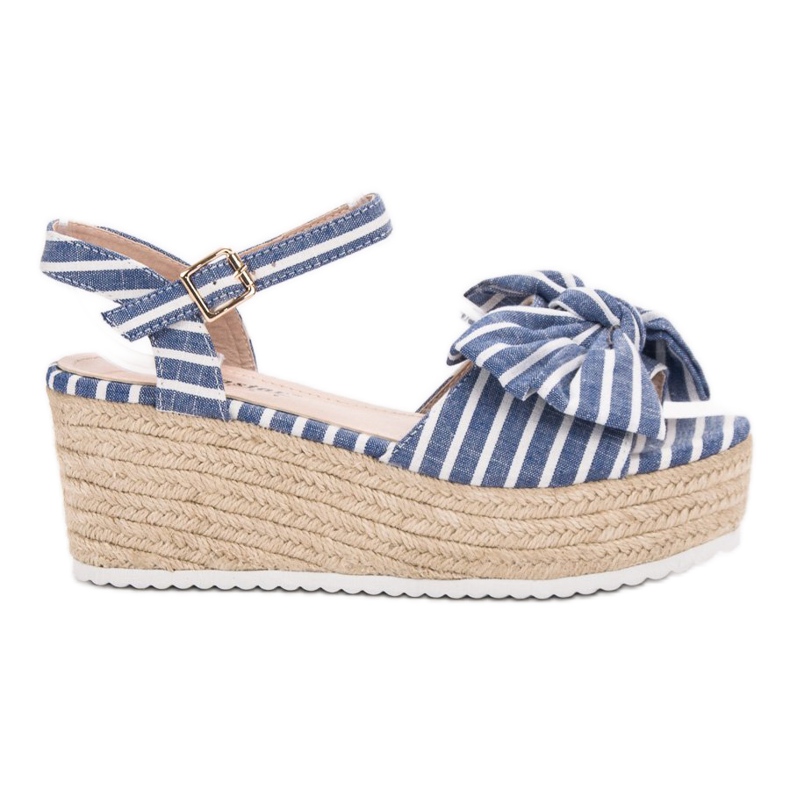 Seastar Klínové sandály s mašlí modrý Seastar Klínové sandály s mašlí modrý