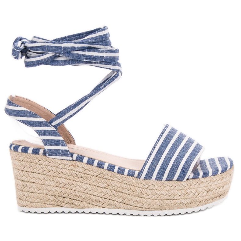Seastar Pruhované sandály na klínku modrý