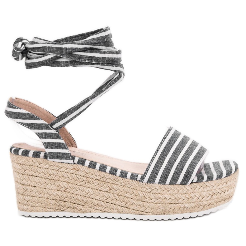 Seastar Pruhované sandály na klínku šedá Seastar Pruhované sandály na klínku šedá