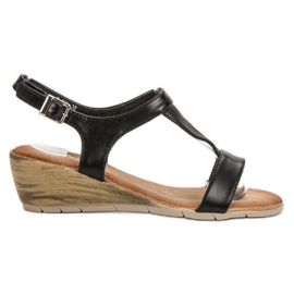 Renda Sandály na klínku černá