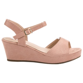 SHELOVET Sandály z práškového semiše růžový