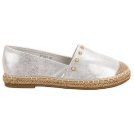 SHELOVET Stříbrné espadrilky šedá