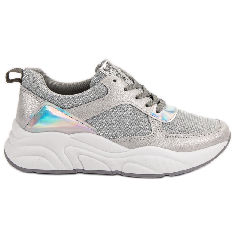 Ideal Shoes Stříbrné sportovní boty šedá