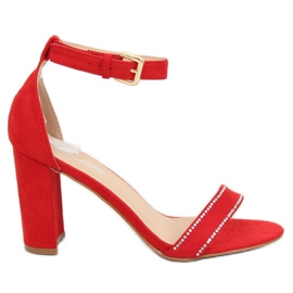 Sandály na sloupku červené A8020 Červené