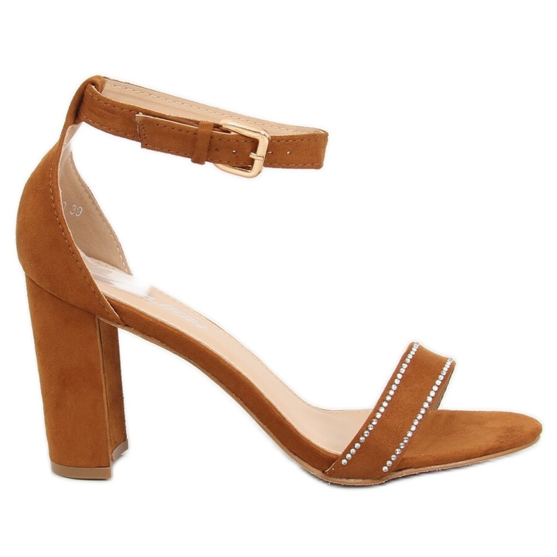 Sandály na sloupku velbloud A8020 Camel hnědý