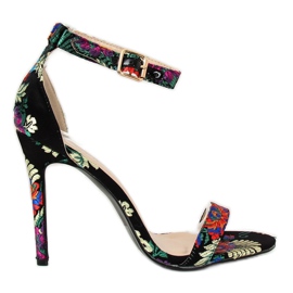Orientální černé sandály KSL708 Black černá vícebarevný Orientální černé sandály KSL708 Black černá vícebarevný