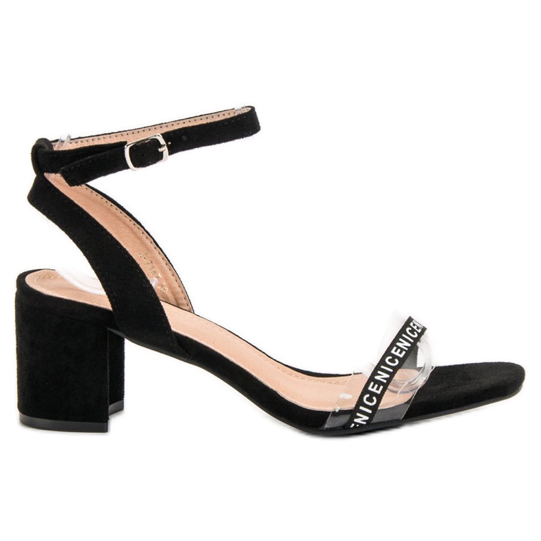Ideal Shoes Stylové semišové sandály černá