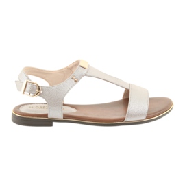 M.Daszyński Sandály na podpatku Daszyński 1583 pearl béžová hnědý šedá M.Daszyński Sandály na podpatku Daszyński 1583 pearl béžová hnědý šedá