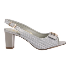 SHELOVET Elegantní sandály s mašlí šedá