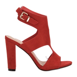 Ideal Shoes Sexy sandály na vysokém podpatku červené Ideal Shoes Sexy sandály na vysokém podpatku červené