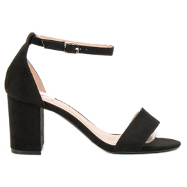 Super Mode Elegantní semišové sandály černá