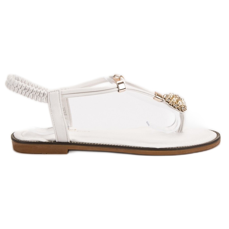 SHELOVET Bílé sandály s gumičkou bílý