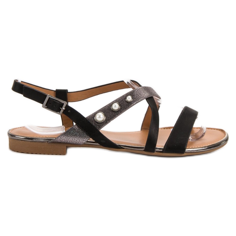 Small Swan Sandály S Perlami černá